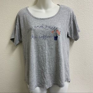 005 Gap Body stop and smell the coffee gray t-shirt size‎ womens medium